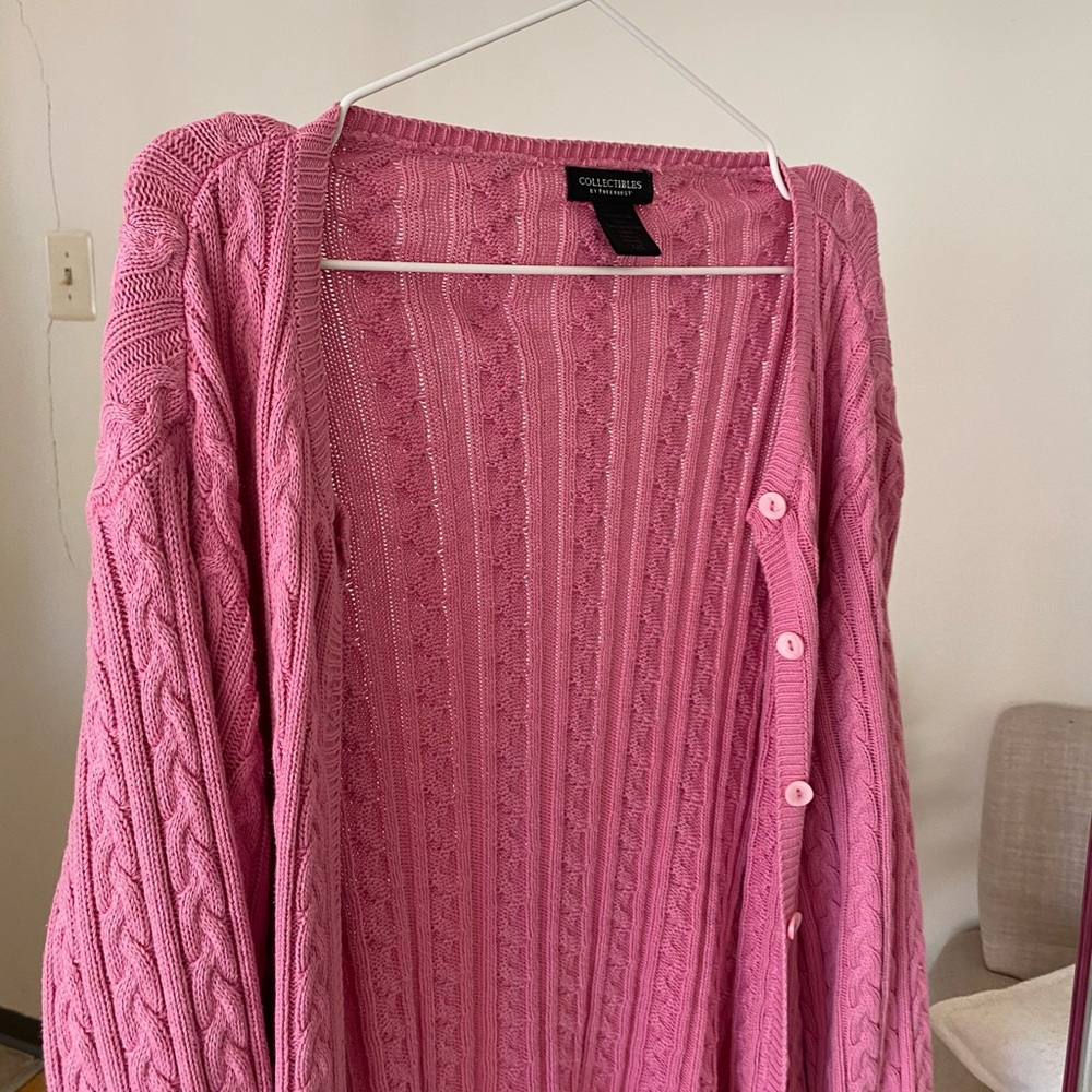 Pink Cable Knit Cardigan